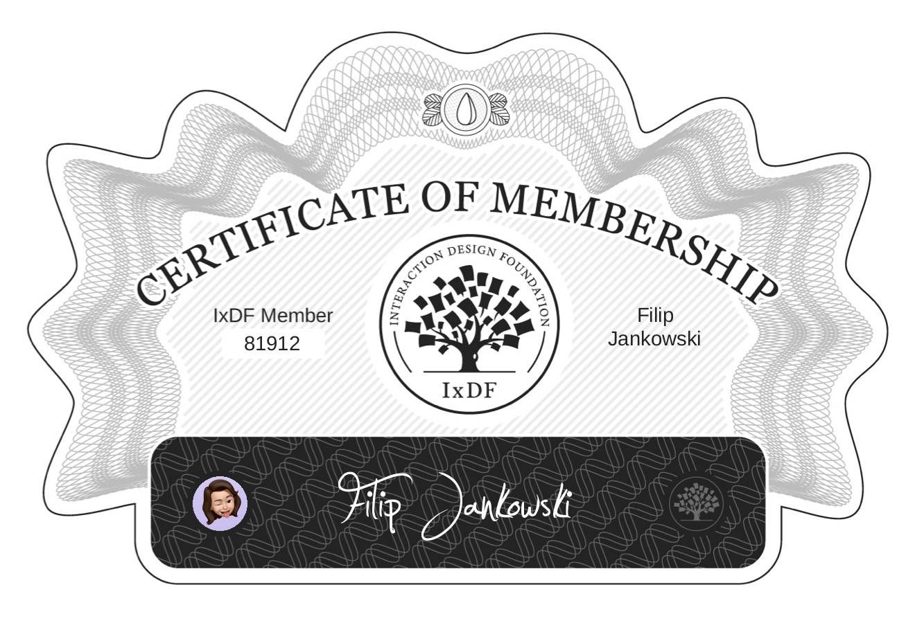 Certificate of Membership – Filip Jankowski