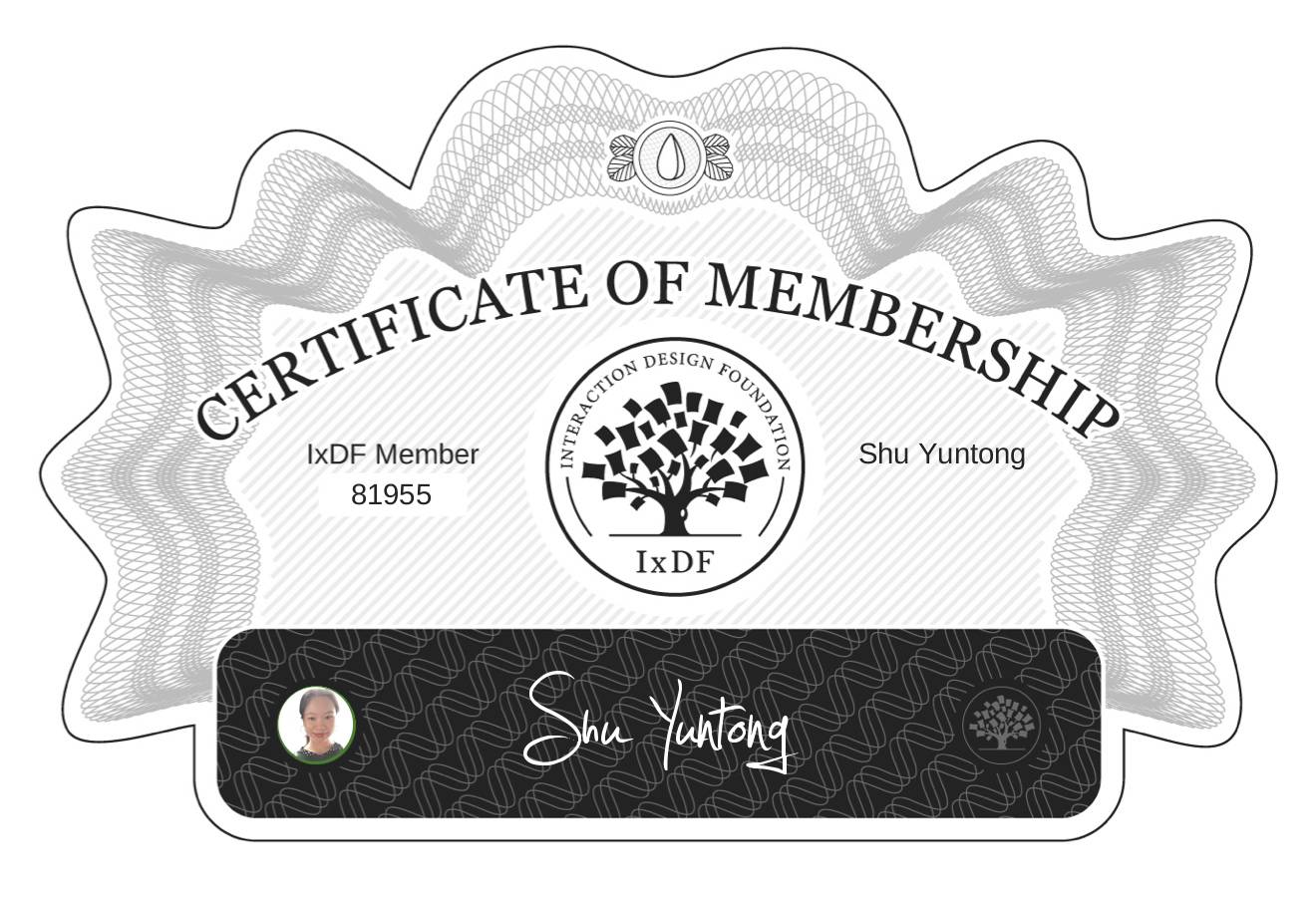 Certificate of Membership – Shu Yuntong