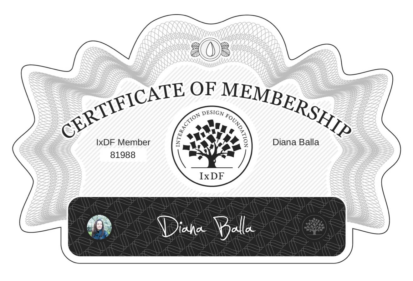 Certificate of Membership – Diana Balla