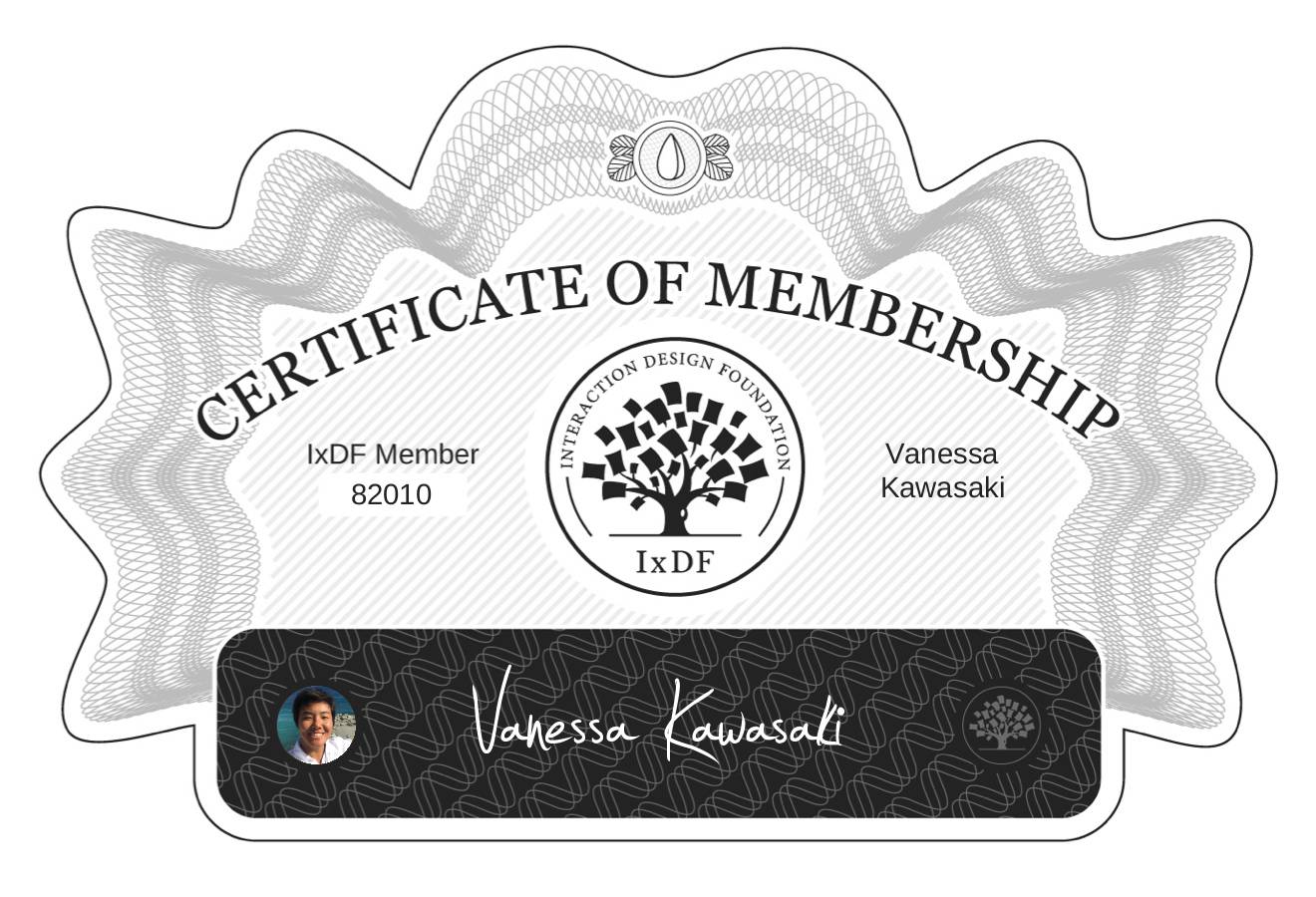Certificate of Membership – Vanessa Kawasaki