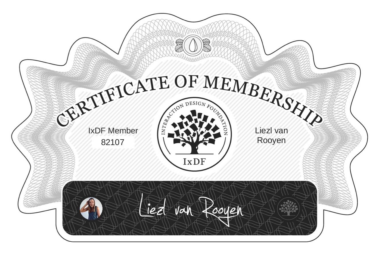 Certificate of Membership – Liezl van Rooyen