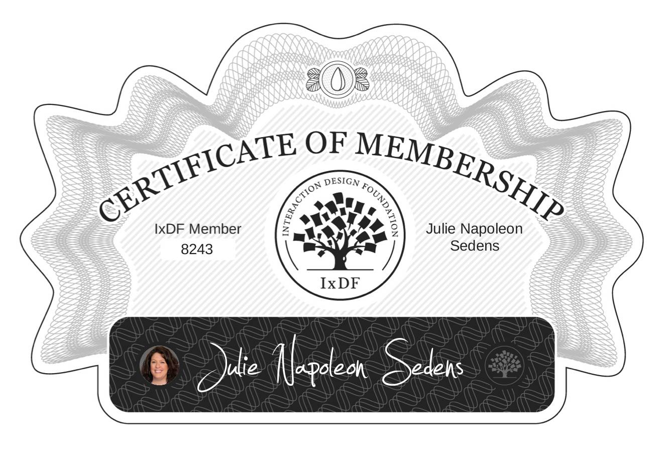 Certificate of Membership – Julie Napoleon Sedens