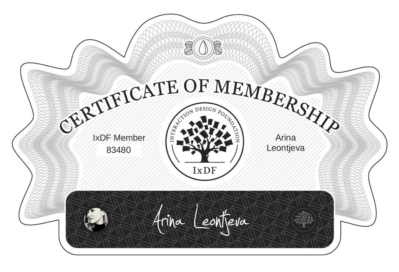 Certificate of Membership – Arina Leontjeva