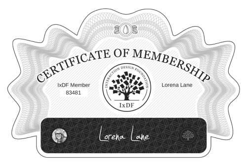 Certificate of Membership – Lorena Lane