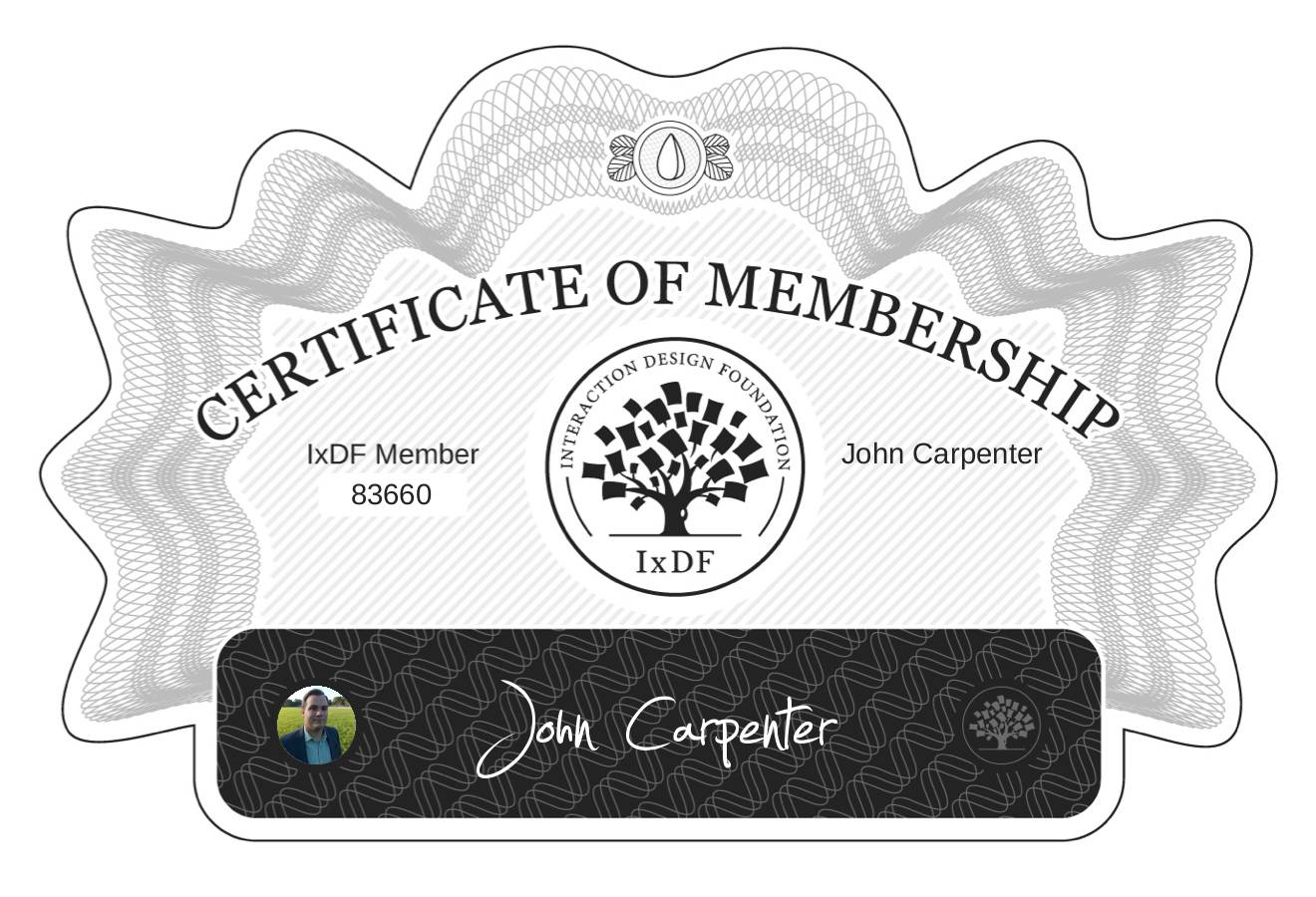 Certificate of Membership – John Carpenter