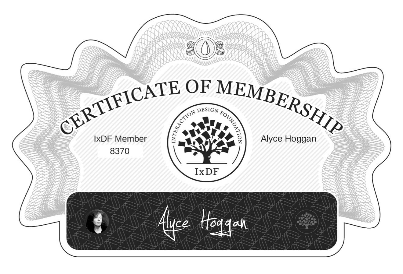 Certificate of Membership – Alyce Hoggan
