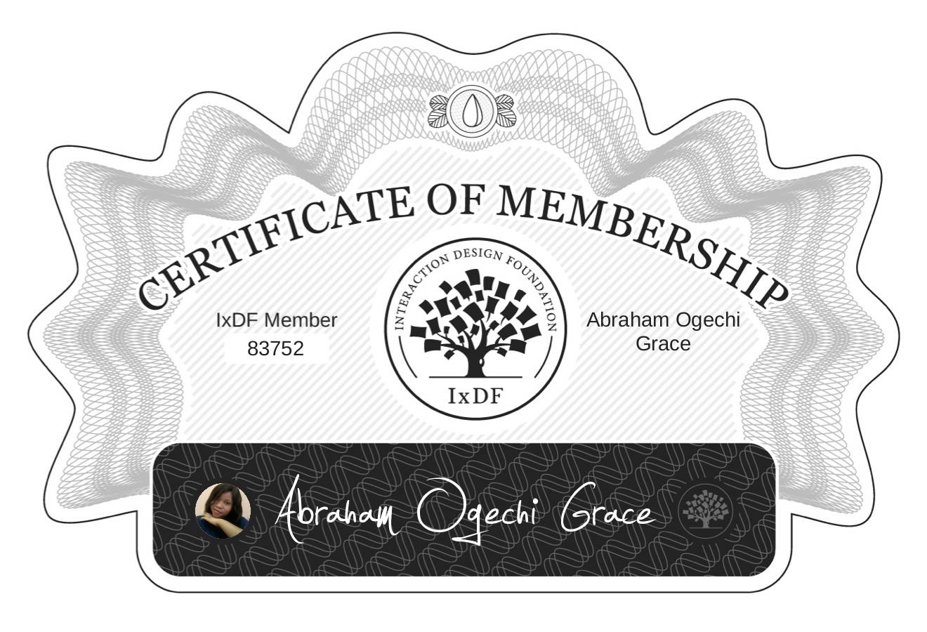 Certificate of Membership – Abraham Ogechi Grace