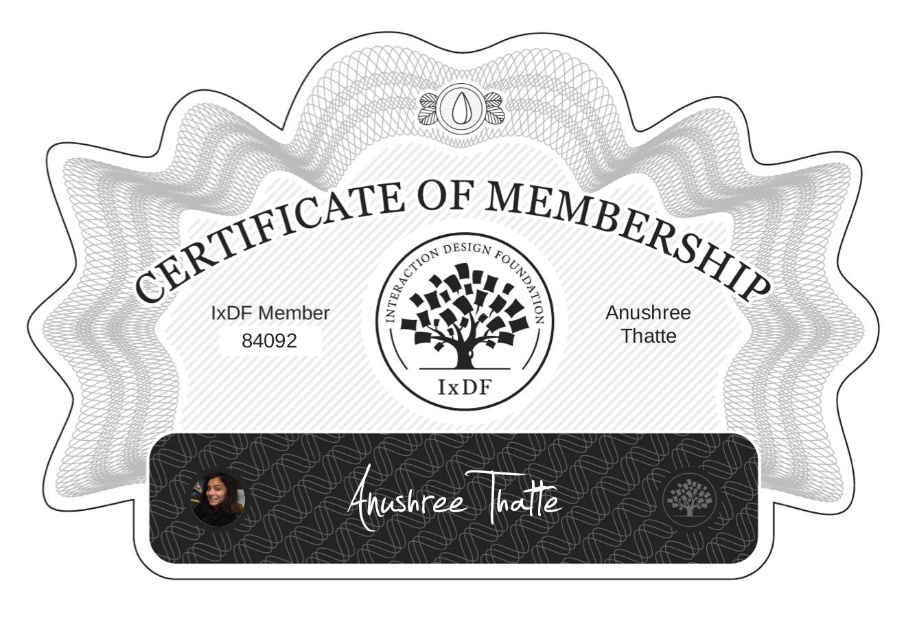 Certificate of Membership – Anushree Thatte