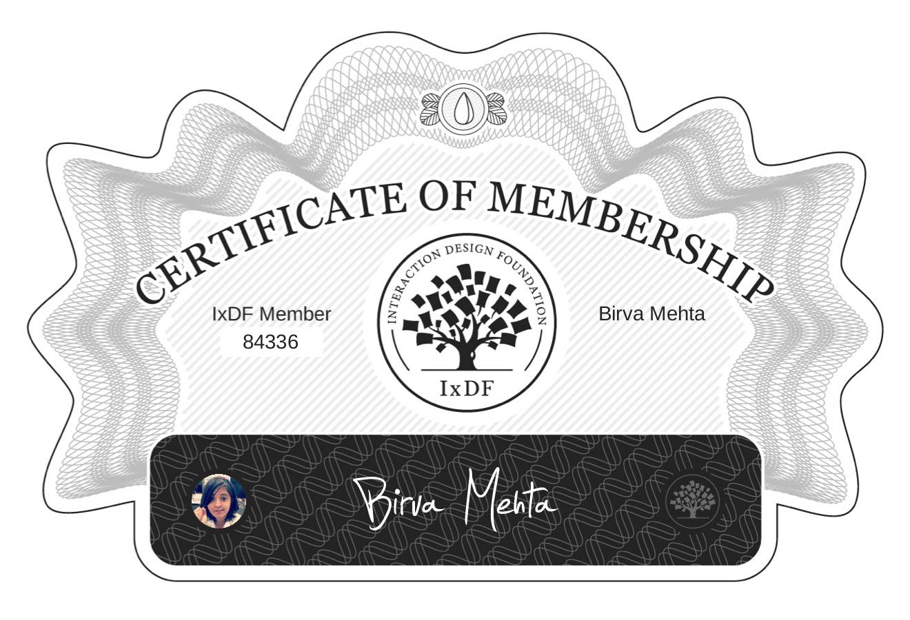 Certificate of Membership – Birva Mehta