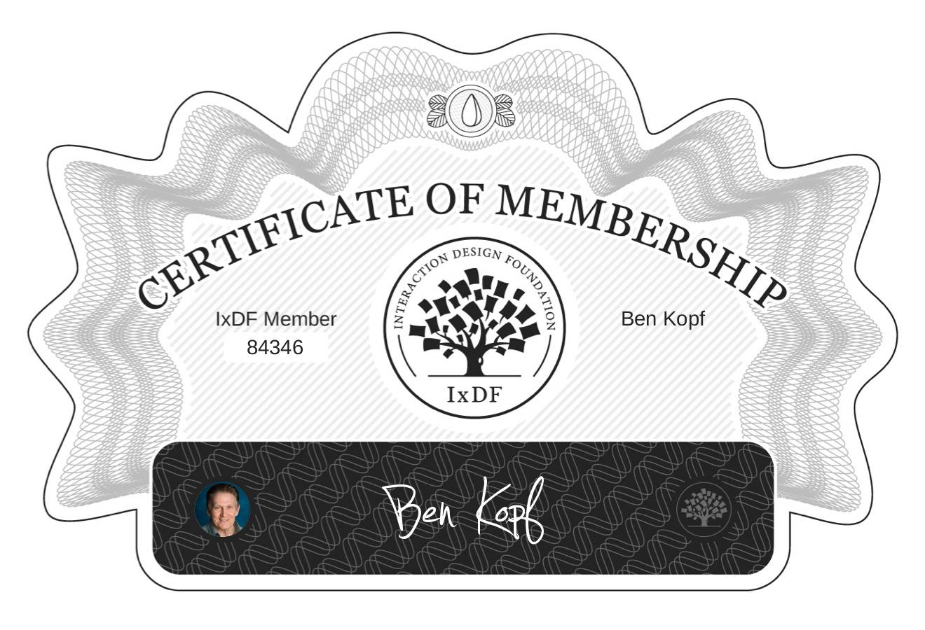 Certificate of Membership – Ben Kopf