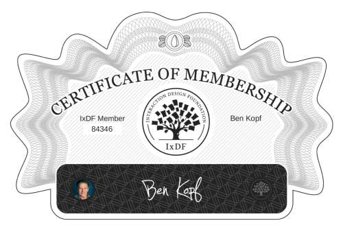 Certificate of Membership – Ben Kopf