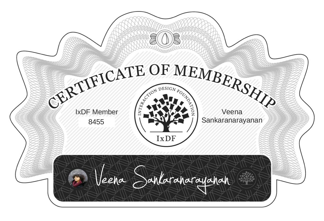 Certificate of Membership – Veena Sankaranarayanan