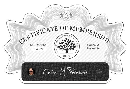 Certificate of Membership – Corina M Paraschiv