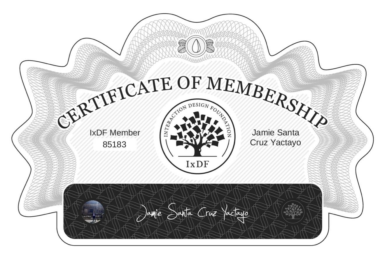 Certificate of Membership – Jamie Santa Cruz Yactayo