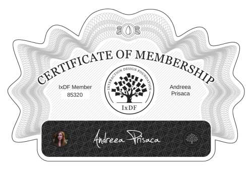 Certificate of Membership – Andreea Prisaca