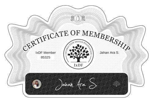 Certificate of Membership – Jahan Ara S.