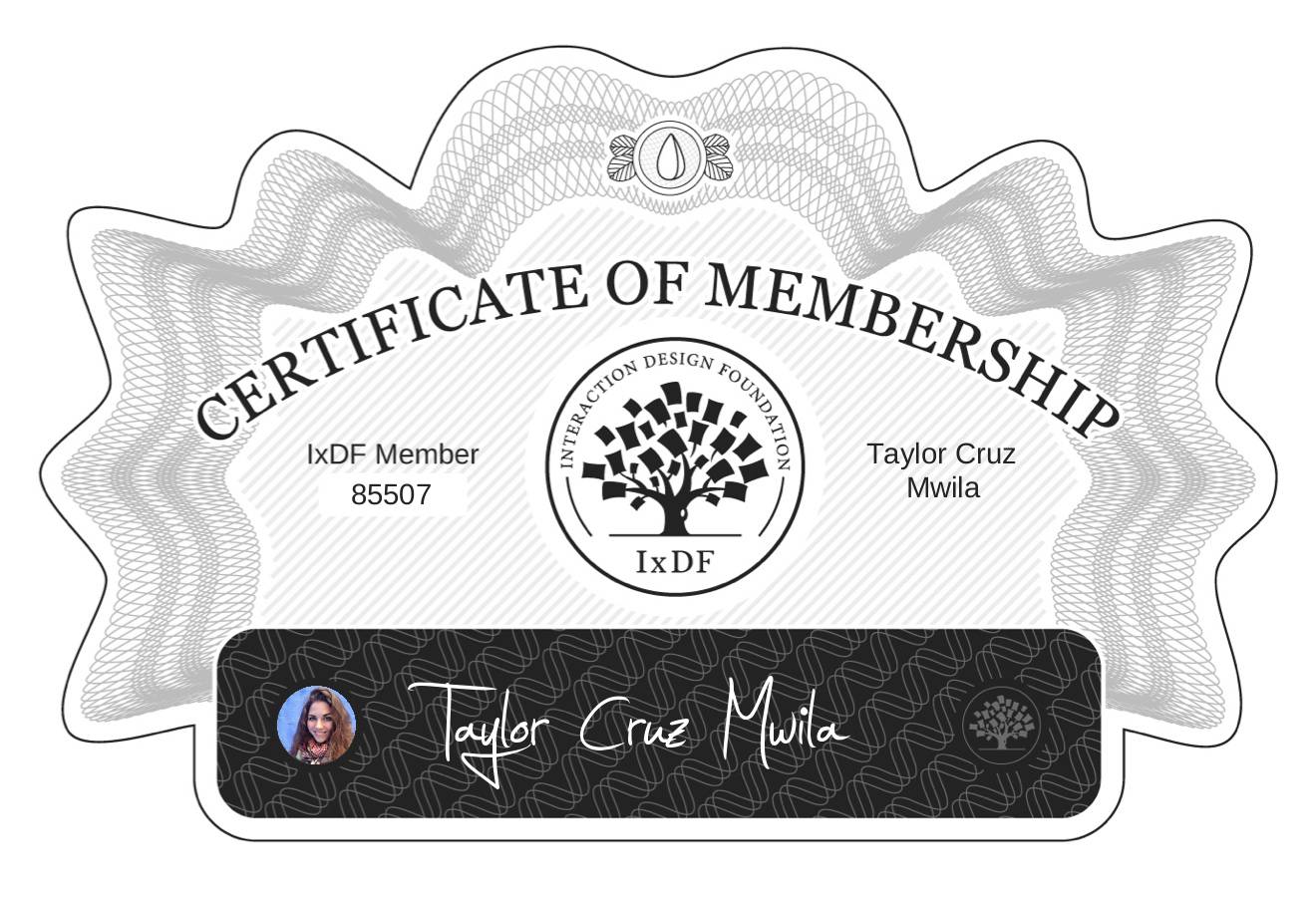 Certificate of Membership – Taylor Cruz Mwila