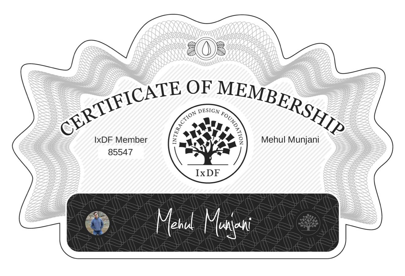 Certificate of Membership – Mehul Munjani