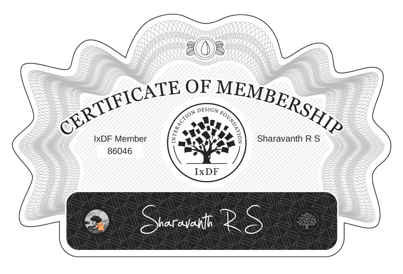 Certificate of Membership – Sharavanth R S