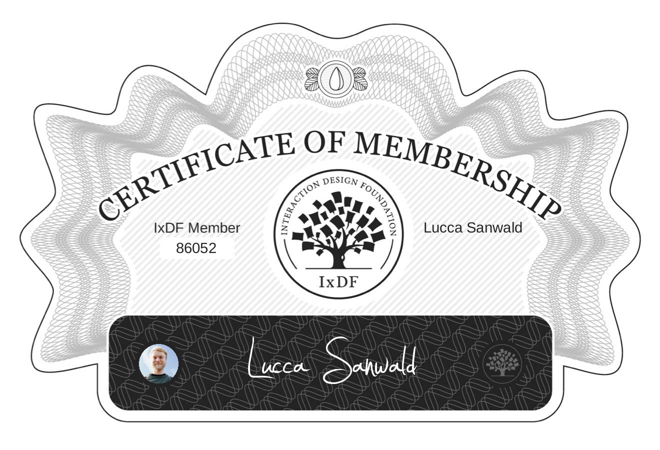 Certificate of Membership – Lucca Sanwald