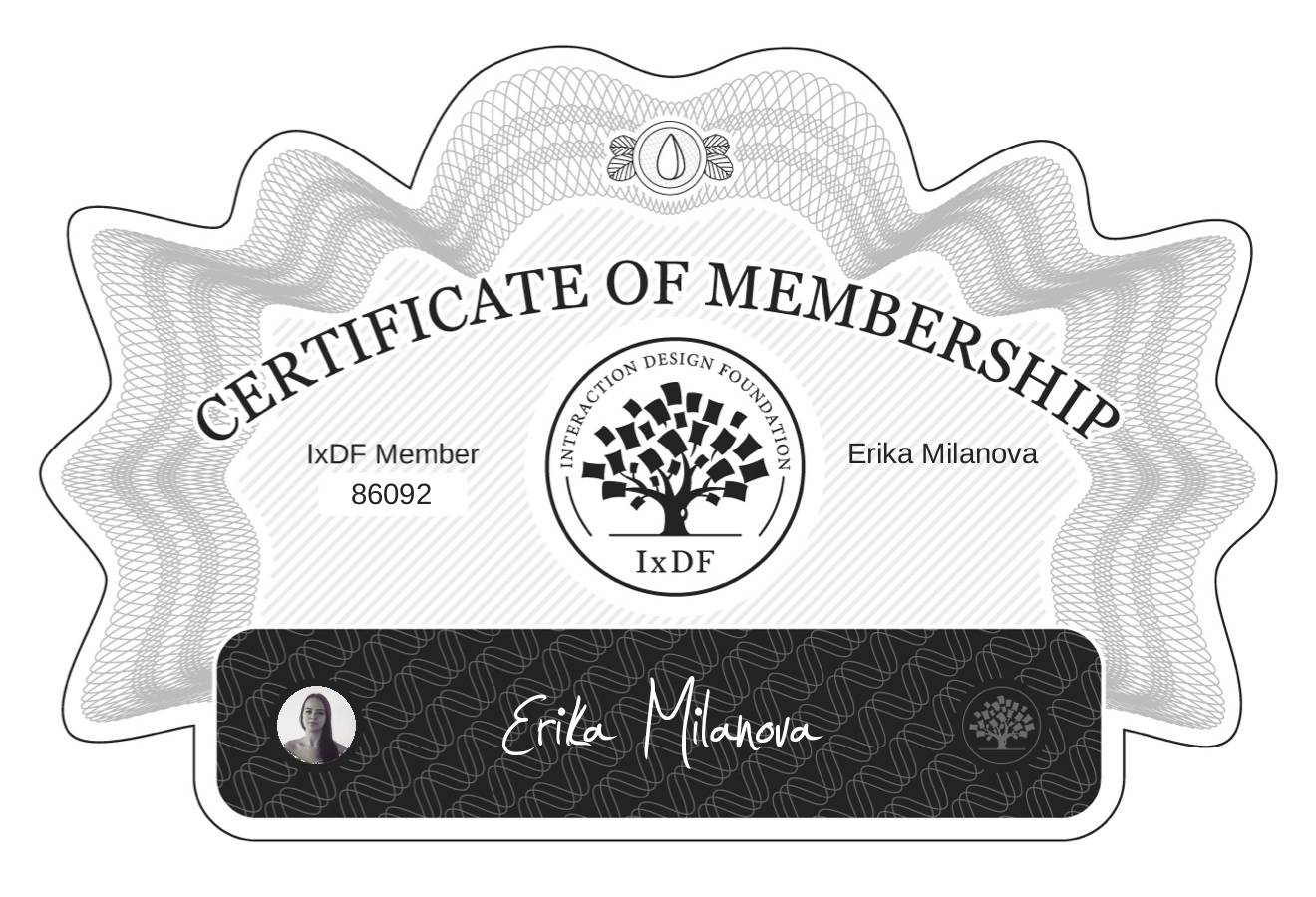 Certificate of Membership – Erika Milanova