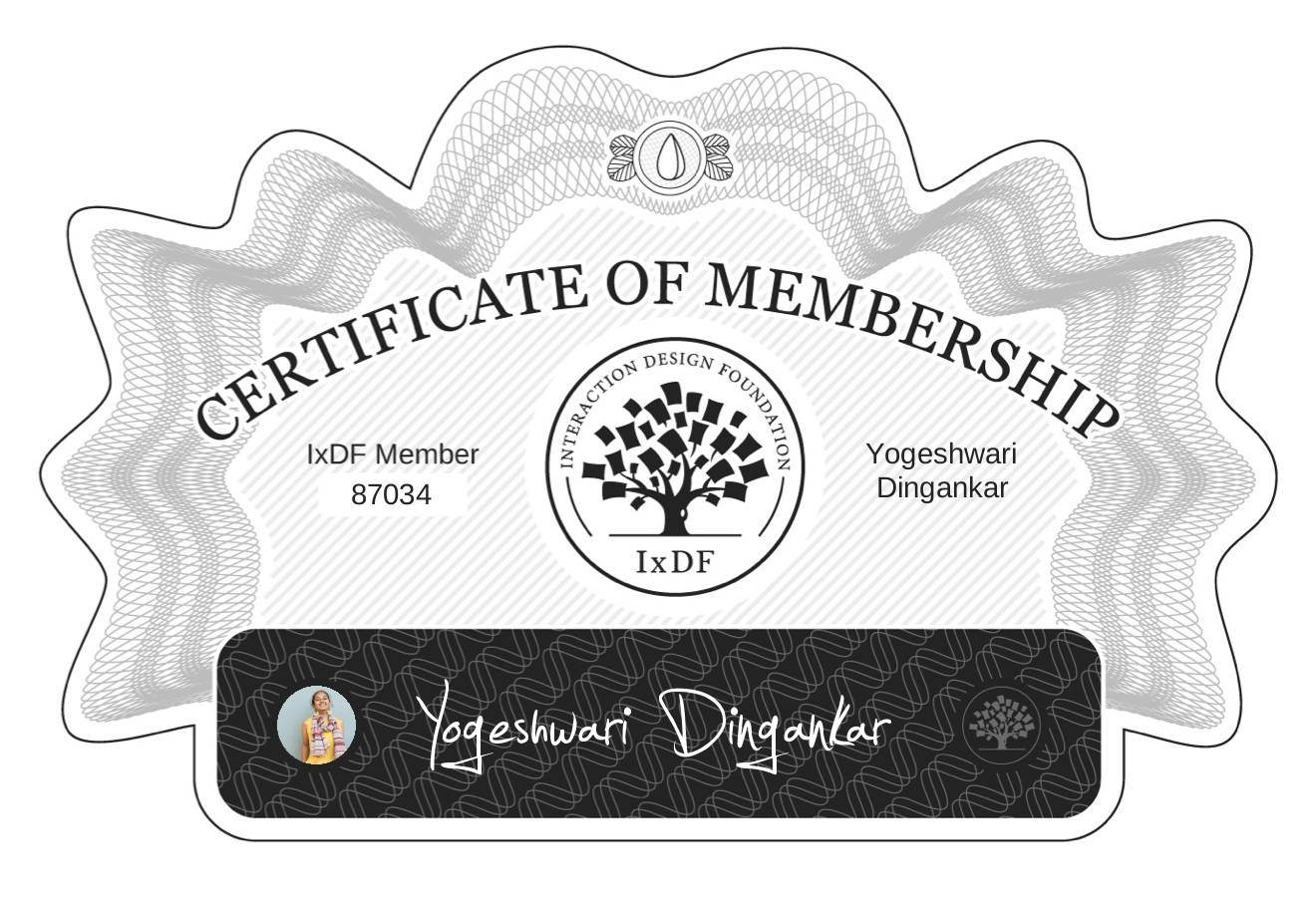 Certificate of Membership – Yogeshwari Dingankar