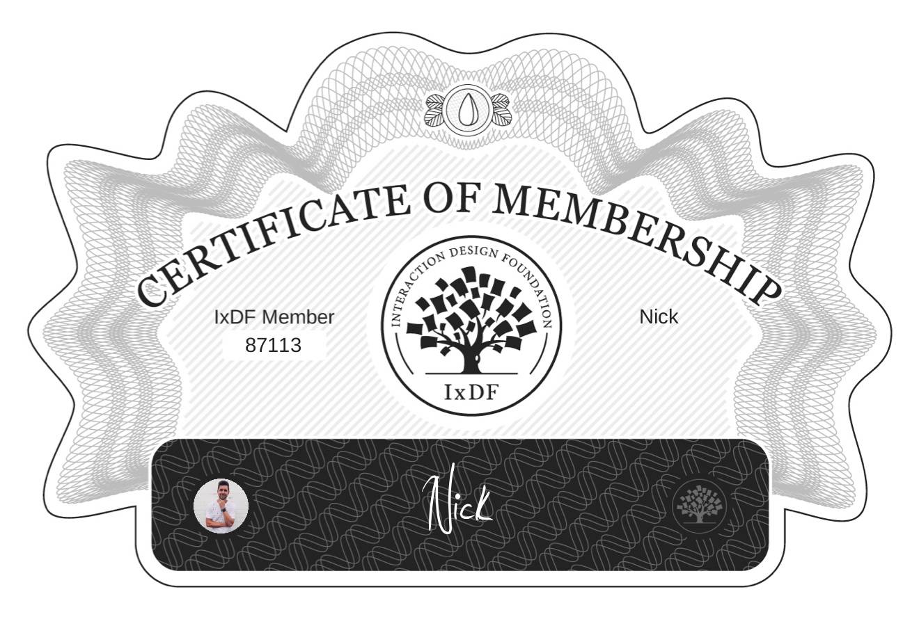 Certificate of Membership – Nick