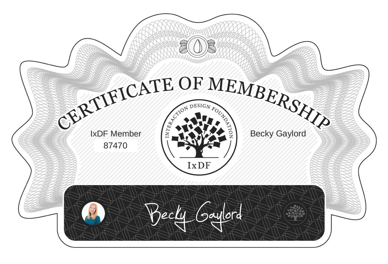 Certificate of Membership – Becky Gaylord