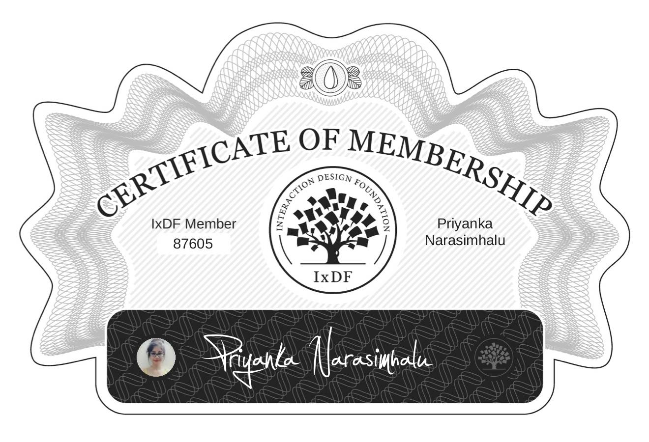 Certificate of Membership – Priyanka Narasimhalu