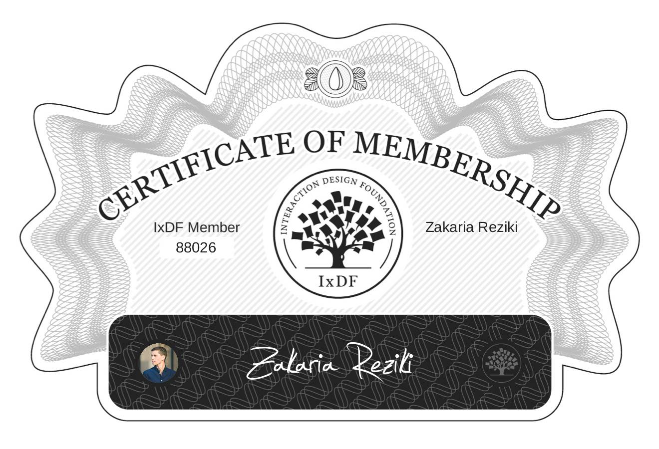 Certificate of Membership – Zakaria Reziki