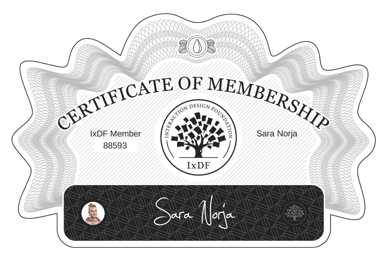 Certificate of Membership – Sara Norja