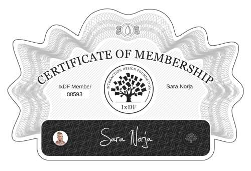 Certificate of Membership – Sara Norja