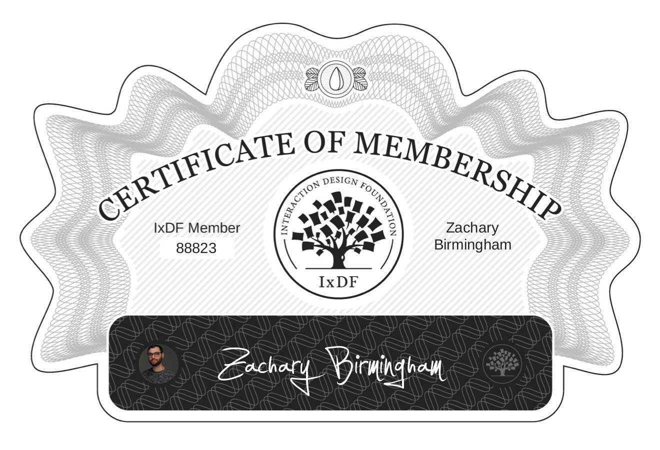 Certificate of Membership – Zachary Birmingham
