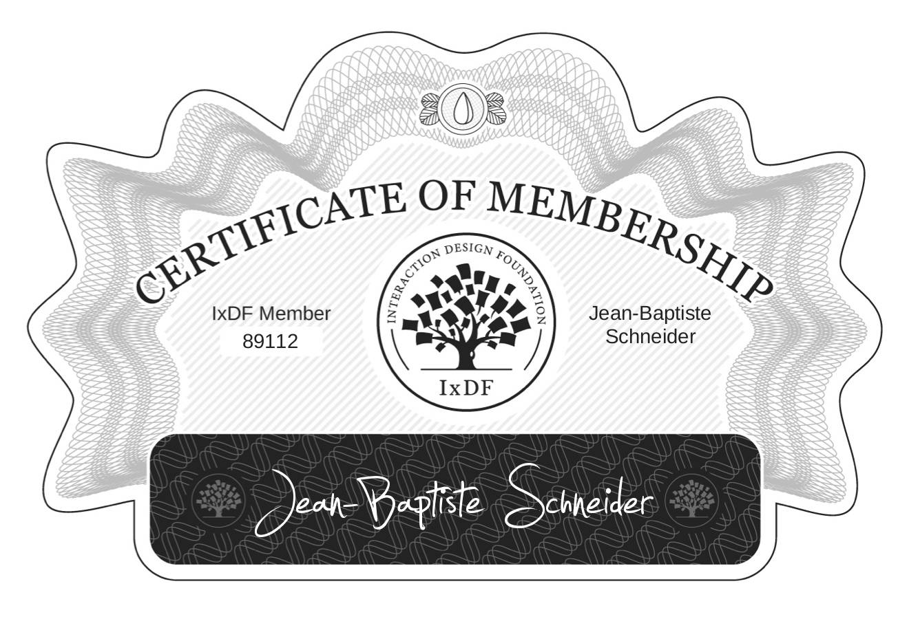 Certificate of Membership – Jean-Baptiste Schneider