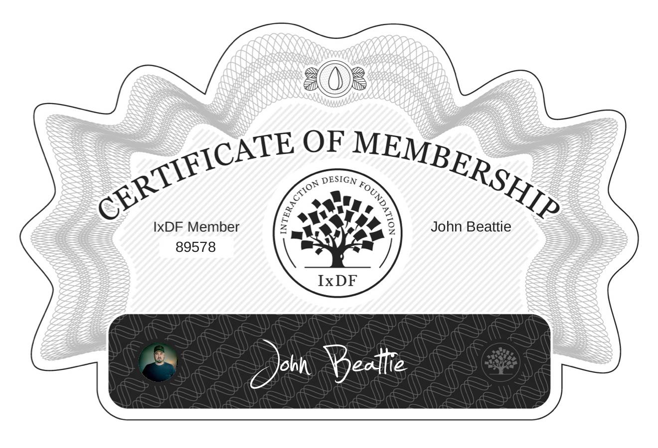 Certificate of Membership – John Beattie