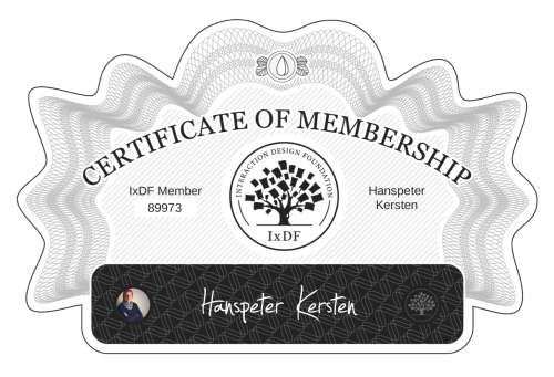 Certificate of Membership – Hanspeter Kersten