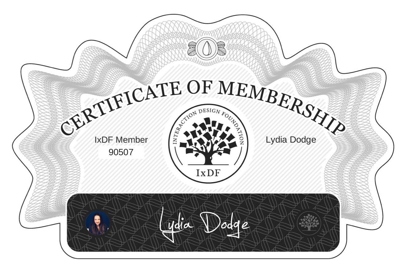 Certificate of Membership – Lydia Dodge