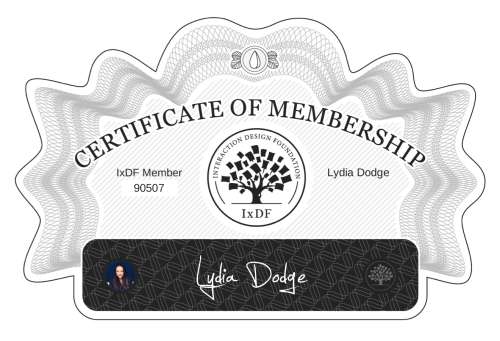 Certificate of Membership – Lydia Dodge