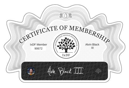 Certificate of Membership – Alvin Black III