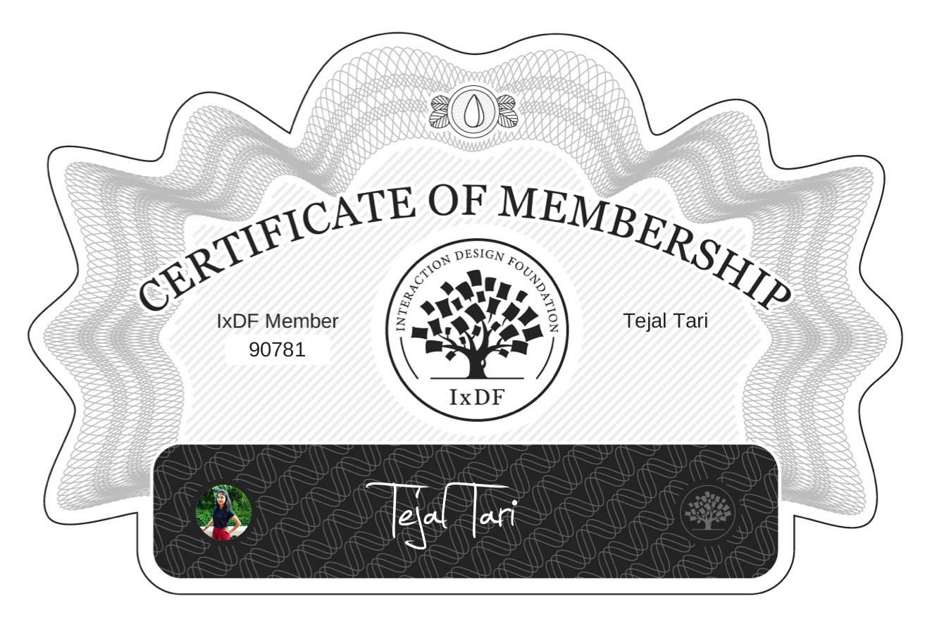 Certificate of Membership – Tejal Tari