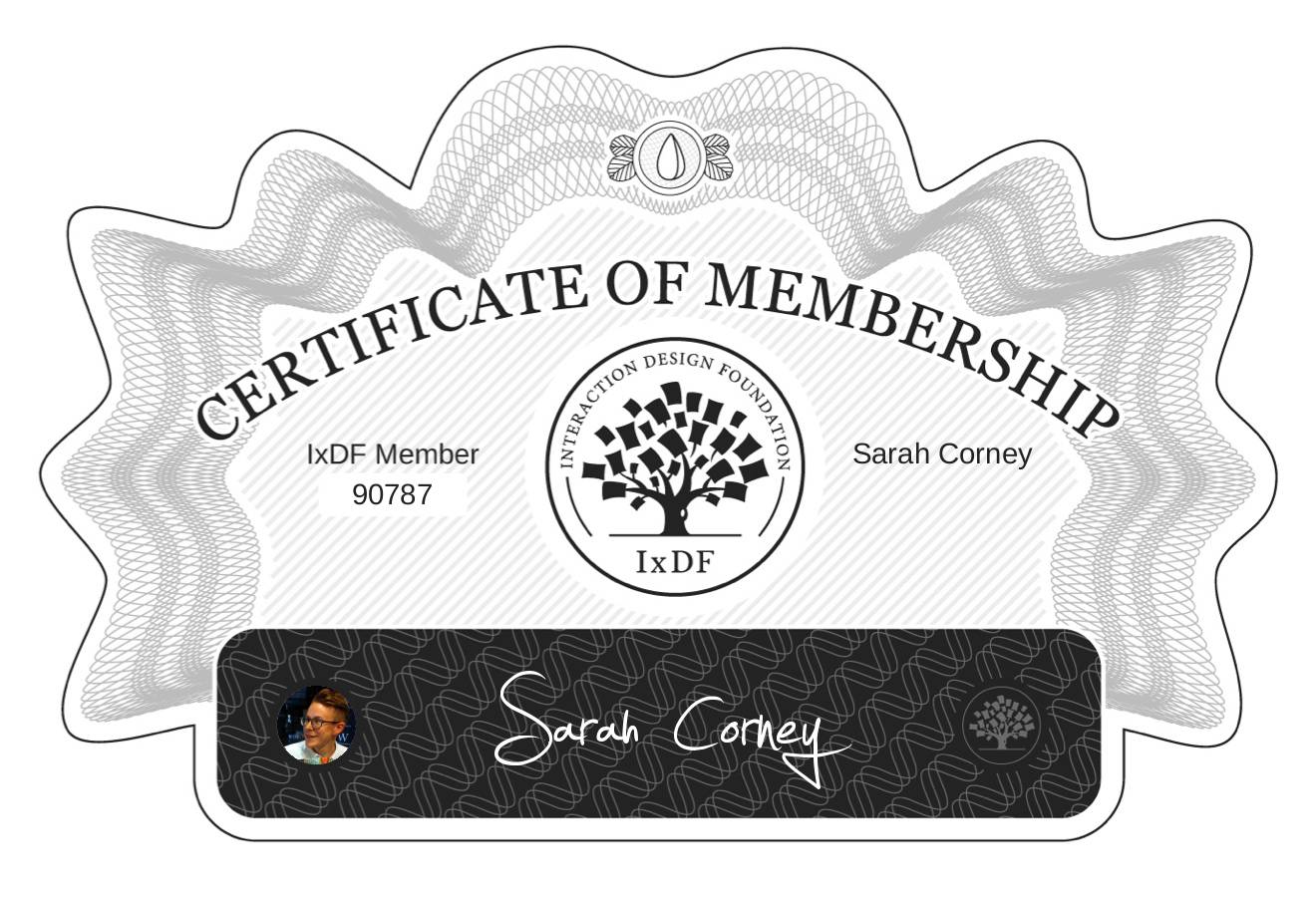 Certificate of Membership – Sarah Corney
