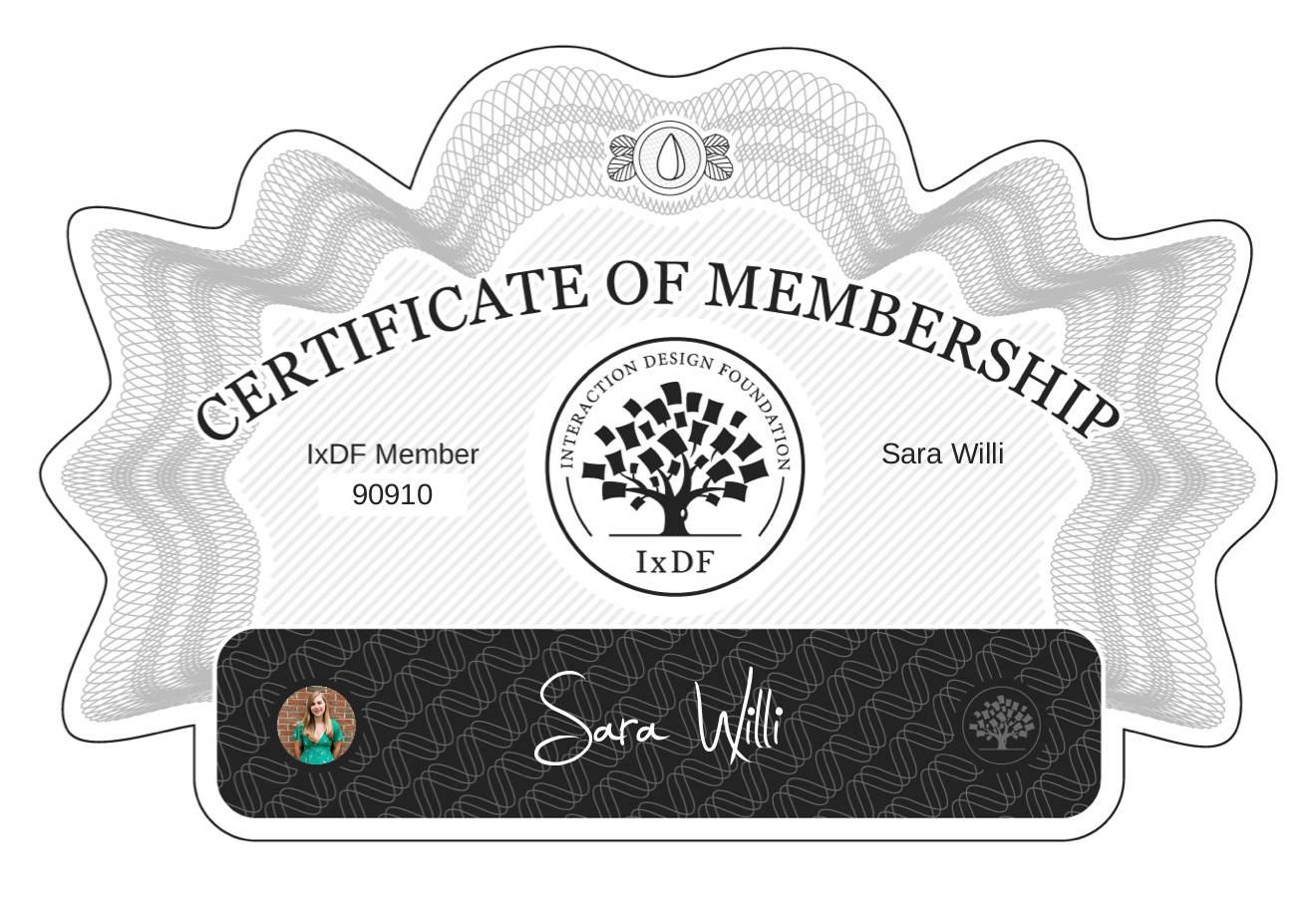 Certificate of Membership – Sara Willi