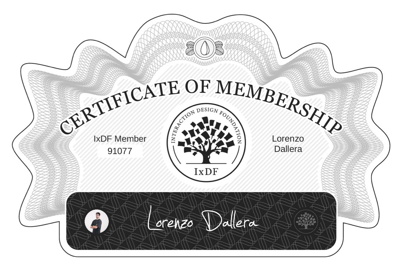 Certificate of Membership – Lorenzo Dallera