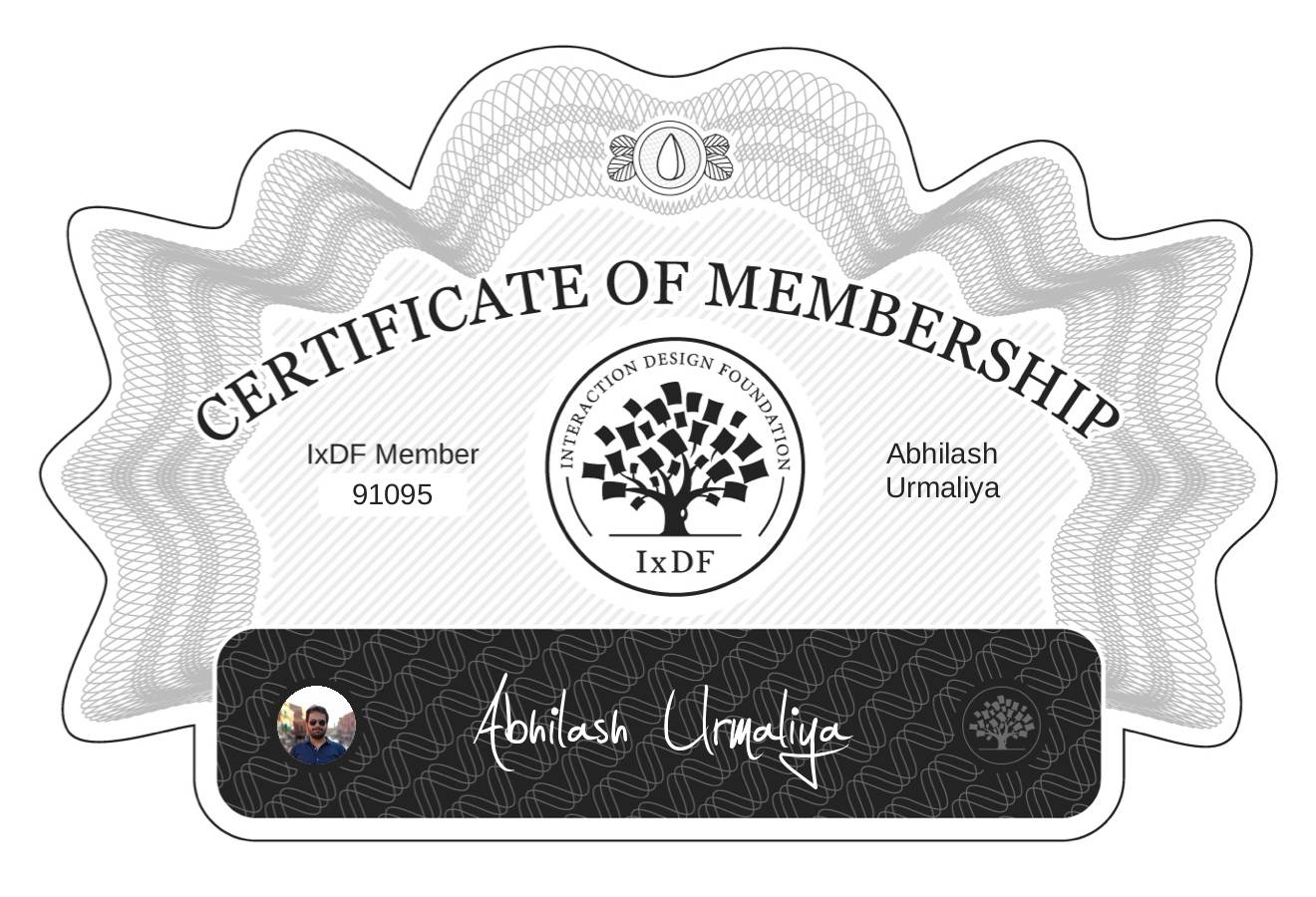 Certificate of Membership – Abhilash Urmaliya