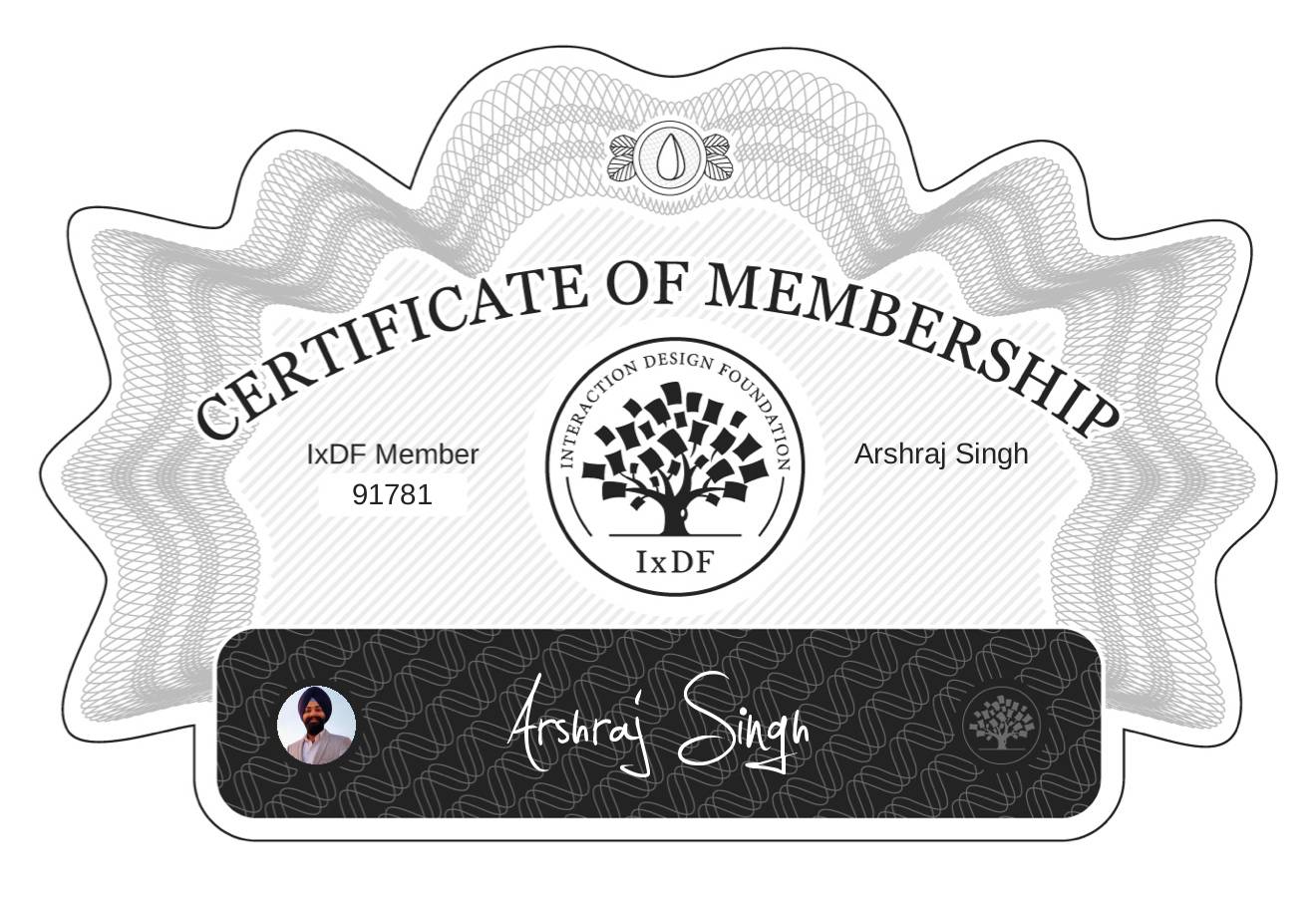 Certificate of Membership – Arshraj Singh