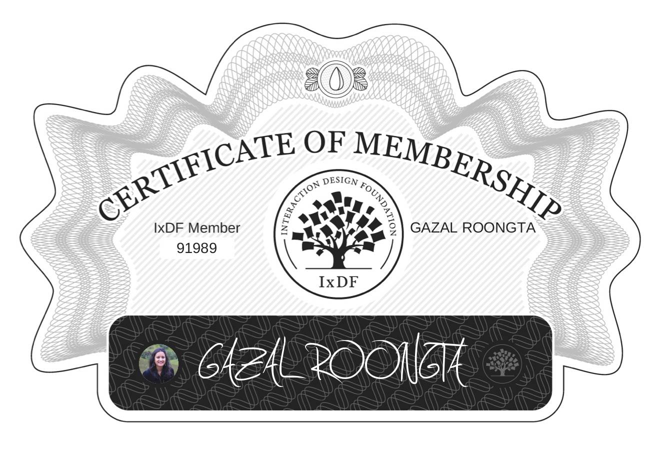 Certificate of Membership – GAZAL ROONGTA