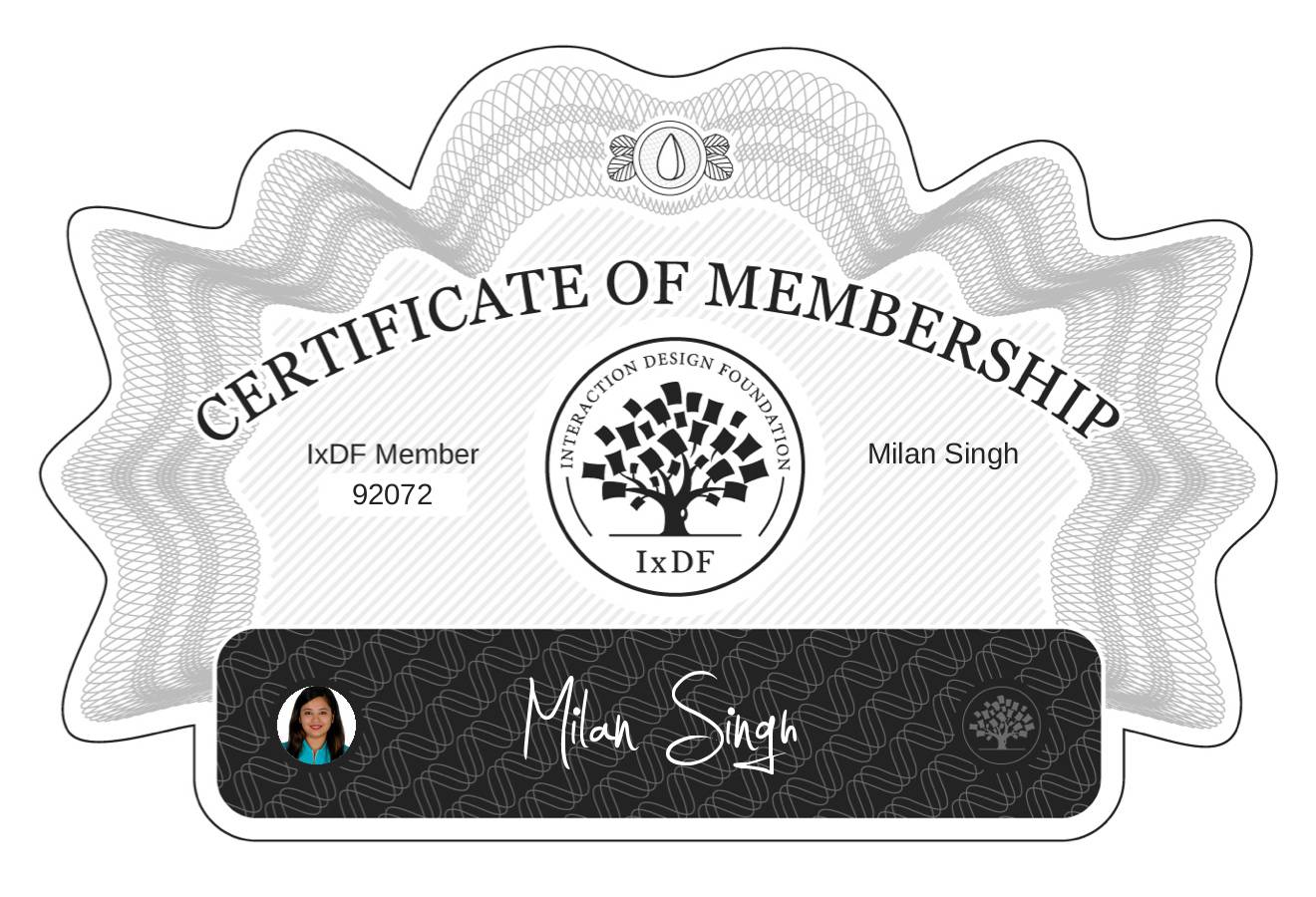 Certificate of Membership – Milan Singh