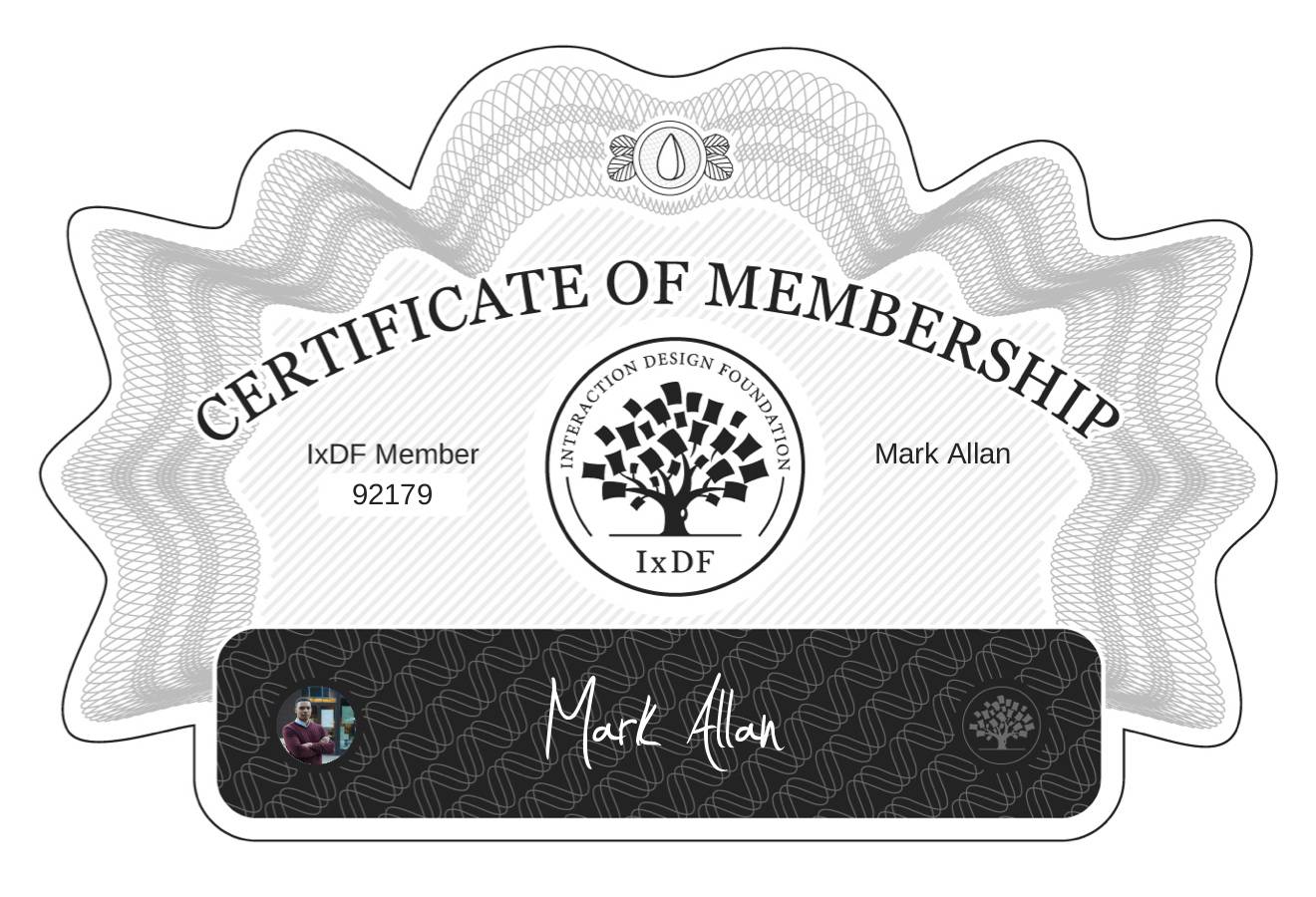 Certificate of Membership – Mark Allan