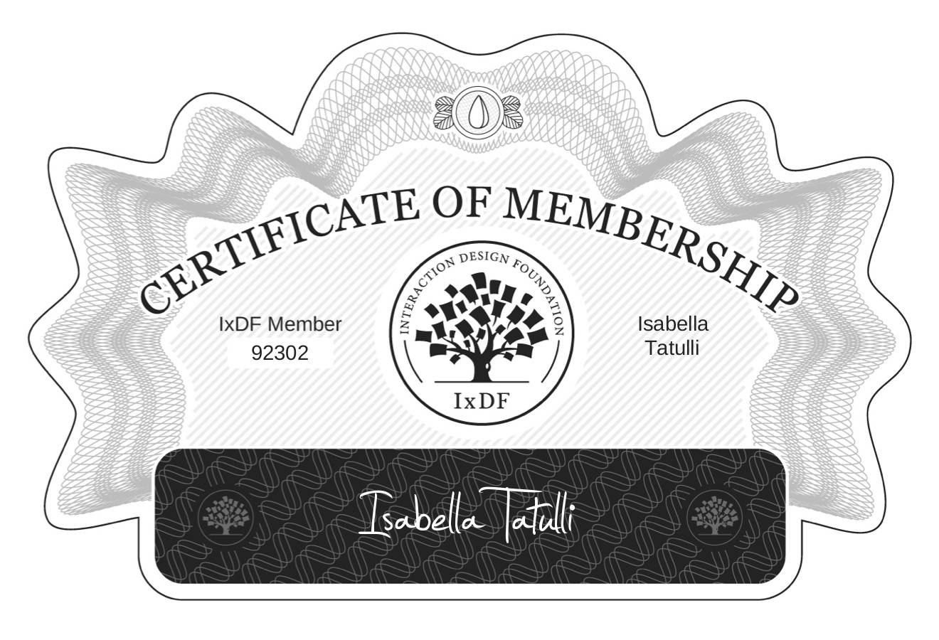Certificate of Membership – Isabella Tatulli