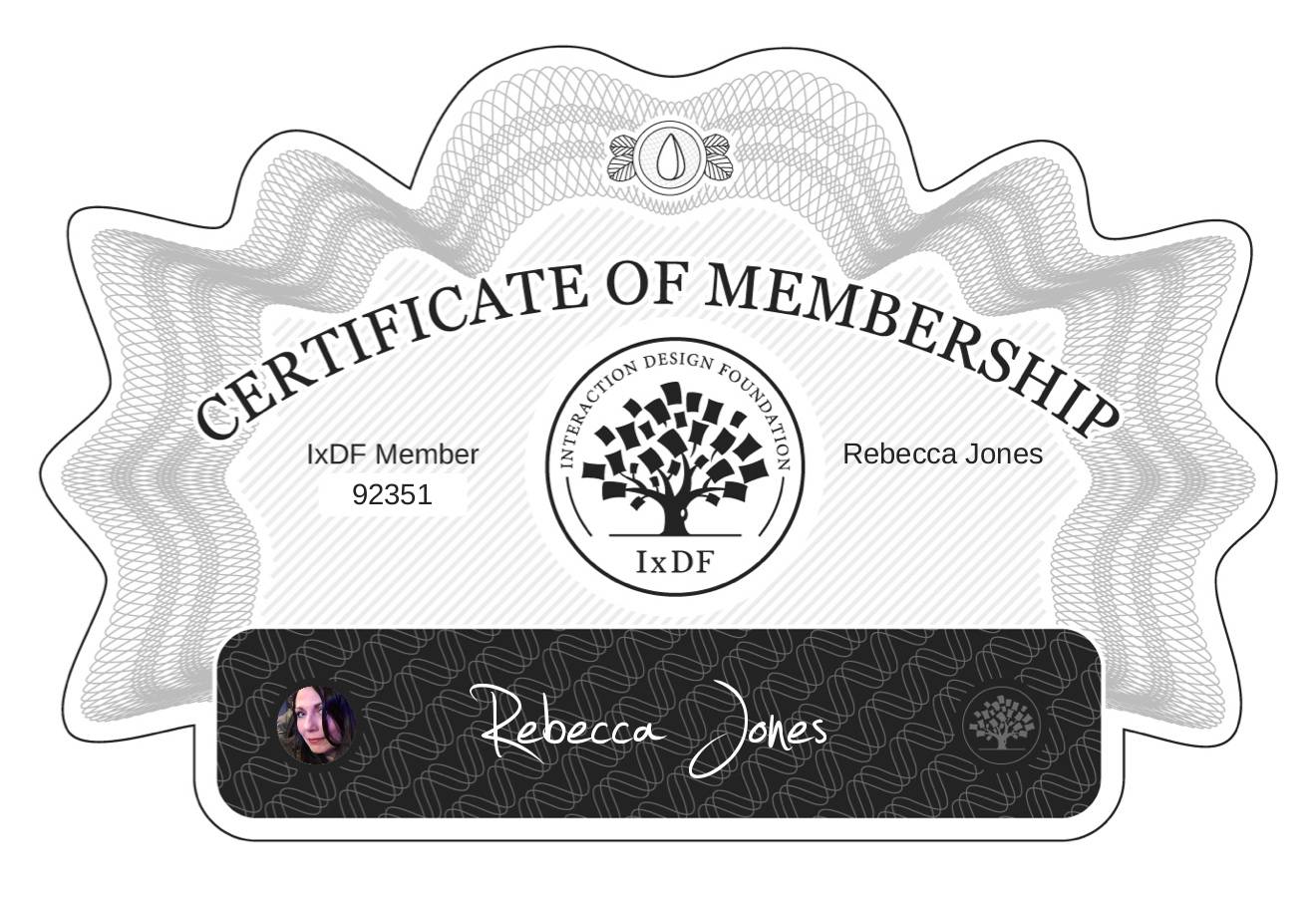 Certificate of Membership – Rebecca Jones